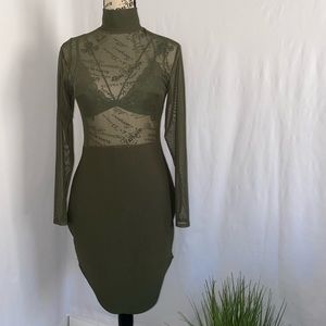 Beautiful olive green long sleeve dress.